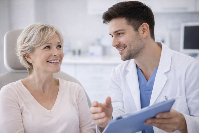 Vänligt bemötande på tandklinik i Borås – patient och tandläkare i samtal